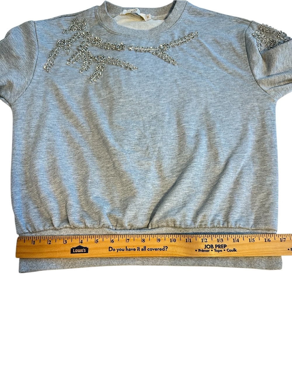Rhinestone Embellished Lizette Collection Crewneck Sweater - Gray - Picture 9 of 15
